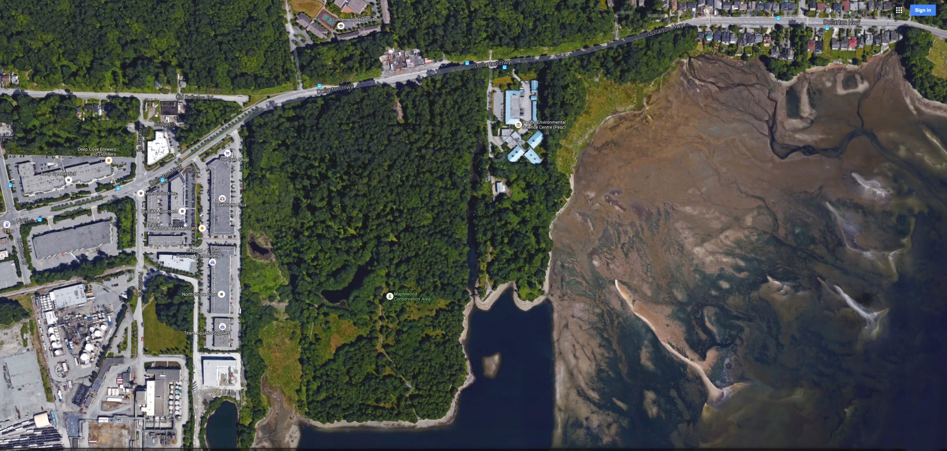 Pacific Environmental Science Centre, North Vancouver – satellite view